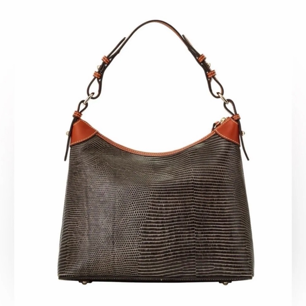 Dooney & Bourke Textured Brown Embossed Lizard Hobo Bag - Preloved - Picture 3 of 6